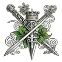 irish sword with irish crown   tattoo design idea