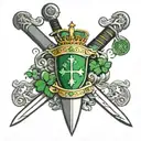 irish sword with irish crown   tattoo design idea