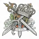 irish sword with irish crown   tattoo design idea