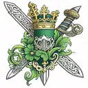 irish sword with irish crown   tattoo design idea