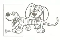 slinky dog from toy story movie around forearm tattoo design idea