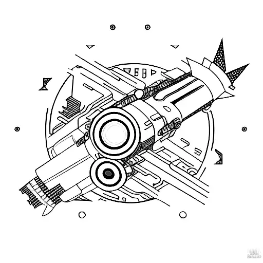 A futuristic cityscape with motorcycles racing through the streets tattoo design idea