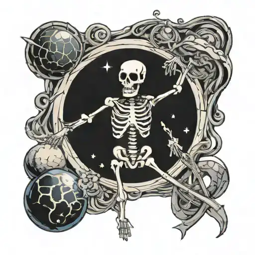 a skeleton tattoo on my forearm with its plams out and its head is a planet and these symbols ¬ ∧ ∨ ⊕ | ↓ → ↔ ∀ ∃ ⊨ ≡  tattoo design idea