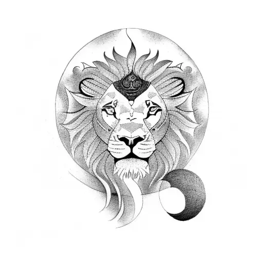 A yin and yang symbol with a delicate balance between a lion and a lamb tattoo design idea