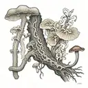 Monotropa uniflora and its fungi associated with its tree tattoo design idea