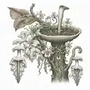 Monotropa uniflora and its fungi associated with its tree tattoo design idea