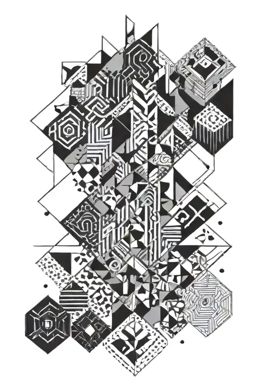 geometric patterns tattoo design idea