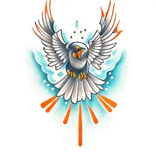 Crow with Orange Juice tattoo design idea