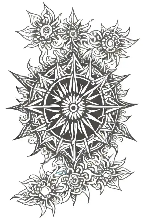 radiant sun tattoo design idea
