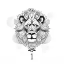 Lion with roses with clock with wolf tattoo design idea