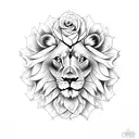 Lion with roses with clock with wolf tattoo design idea