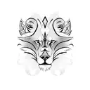 lion and wolf and clock and arrow tattoo design idea