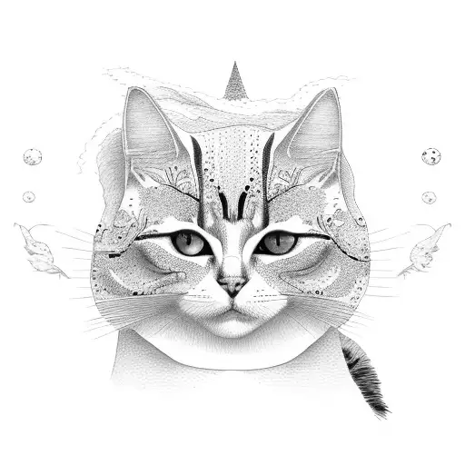 tree cats, one white, one white and black and one orange tattoo design idea