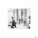 A group of adventurers exploring a mysterious dungeon tattoo design idea