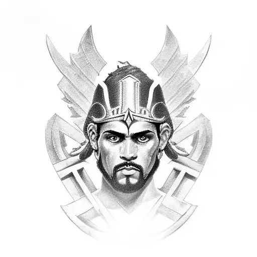 A powerful Greek-Puerto Rican warrior symbolizing strength and resilience tattoo design idea