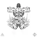 A Puerto Rican weight lifter with Greek warrior motifs representing recovery from addiction tattoo design idea
