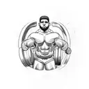 A Puerto Rican weight lifter with Greek warrior motifs representing recovery from addiction tattoo design idea