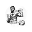 A Puerto Rican weight lifter with Greek warrior motifs representing recovery from addiction tattoo design idea