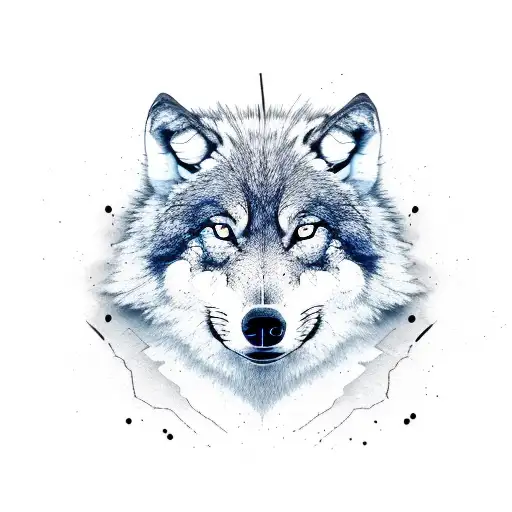 angry wolf black and white minimal tattoo design idea