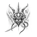 Sagittarius, Capricorn, Scorpio, and Gemini in the form of Angry Angels tattoo design idea