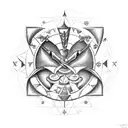 Sagittarius, Capricorn, Scorpio, and Gemini Zodiac symbols in the form of Angry Angels tattoo design idea