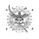 Sagittarius, Capricorn, Scorpio, and Gemini Zodiac symbols in the form of Angry Angels tattoo design idea