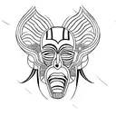 African tribal mask adorned with vibrant flowers tattoo design idea