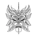 African tribal mask adorned with vibrant flowers tattoo design idea