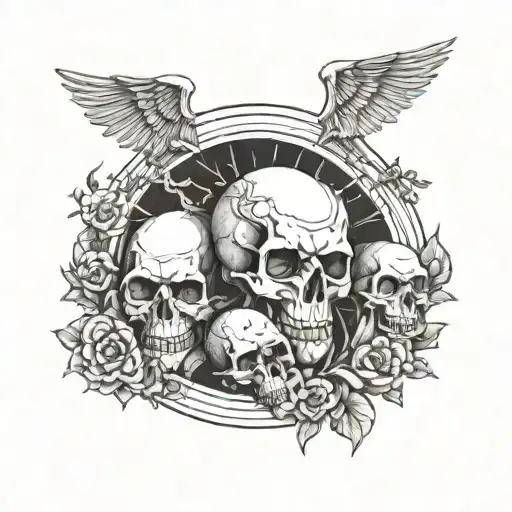  Skulls of Satan cemetery tattoo design idea