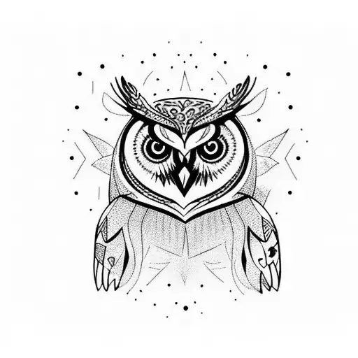 Virginia Great horned owl / Geometric design / Dotwork