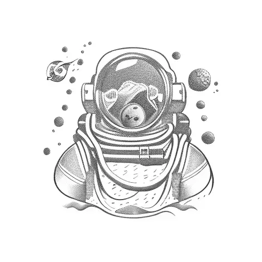 Astronaut in the Ocean and Scuba Diver in Space tattoo design idea