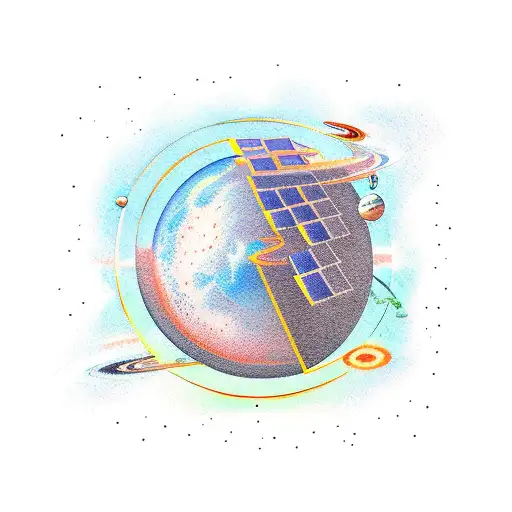 our solar system in a line with a rift opening up arm tattoo tattoo design idea