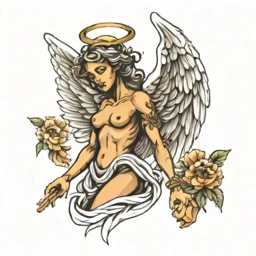 angel statue tattoo design idea