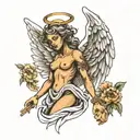 angel statue tattoo design idea