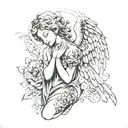 angel statue tattoo design idea