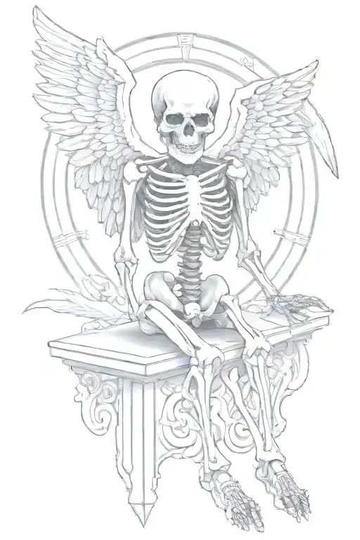 skeleton angel tattoo design idea