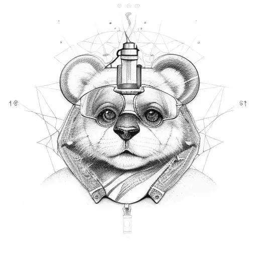 teddy with old lamp tattoo design idea