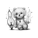 teddy with old lamp tattoo design idea