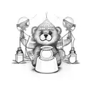 teddy with old lamp tattoo design idea