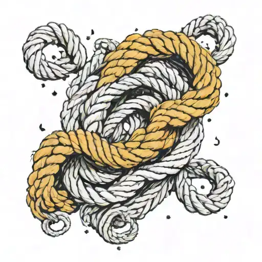 Old worn twisted nautical rope with frayed ends in a spiral galaxy tattoo design idea