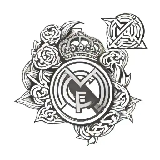 real madrid logo combined with some design that should look linear on arms  tattoo design idea