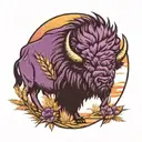 buffalo, wheat, sunset, purple  tattoo design idea