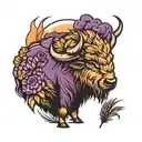 buffalo, wheat, sunset, purple  tattoo design idea