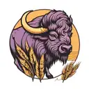 buffalo, wheat, sunset, purple  tattoo design idea