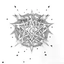 scroll, vertical, gamblingstyle, stars, scotland tattoo design idea