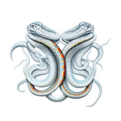 two headed snake wrapped around a cross tattoo design idea