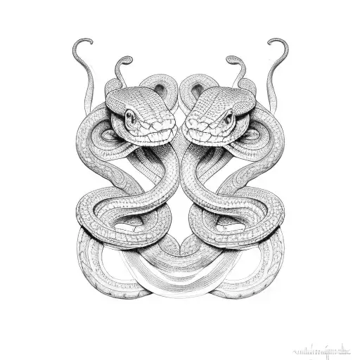 two headed snake wrapped around a cross tattoo design idea