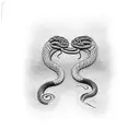 two headed snake wrapped around a cross tattoo design idea