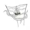 Scooping water out of a sinking ship  tattoo design idea