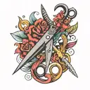 scissors cutting tattoo design idea